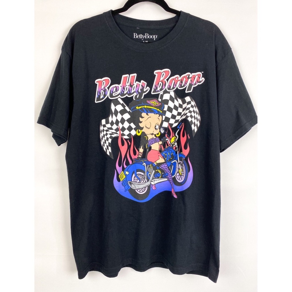 Betty Boop Biker Pinup Oversized Graphic Tee, Black -‎ Size L